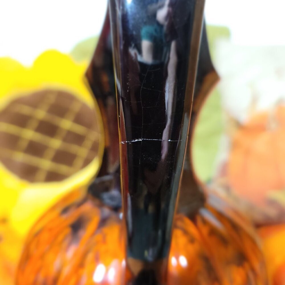 EVANGELINE Vintage MCM Pottery Brown & Orange Water Pitcher, Cream & Sugar Set - Picture 12 of 13